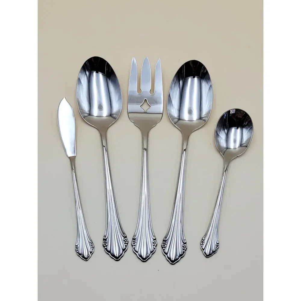 Oneida Stainless BITTERSWEET / REPOSE 5 Pcs Serving USA Flatware NEW
